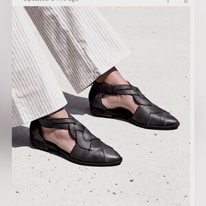 Free People Wonderlust Flats Black leather Braided Design EU Size 38 = US 7.5